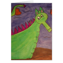 Puff the Magic Dragon - watercolors Greeting Card