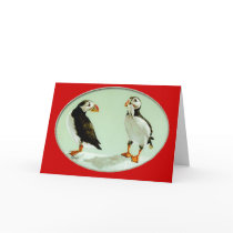 Puffin Bird Comical Art Gifts Greeting Cards