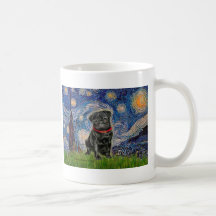 Pug 13 (black) - Starry Night Coffee Mug