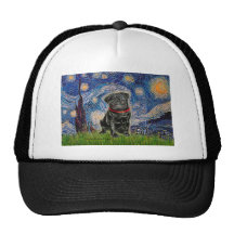 Pug 13 (black) - Starry Night Mesh Hat