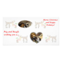 Pug and Beagle Christmas Photo Card Template