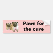 Pug  Breast Cancer Bumper Sticker