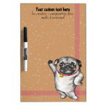 Pug.Cute puppy dog hand painted messages. Custom