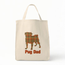 Pug Dad Earth Tones Plaid Tote Bag