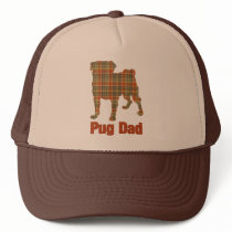 Pug Dad Earth Tones Plaid Trucker Hats