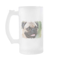 Pug Dog Frosted Beer Mug