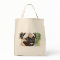 Pug Dog Grocery Tote Bag
