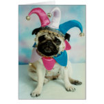 Pug Dog Jester Clown Greeting Card