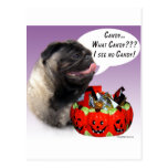 Pug (fawn) Halloween Candy Postcard