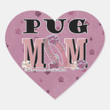 Pug MOM Heart Stickers