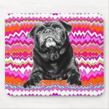 PUG Mousepad   Pink, Orange White Rad Zag
