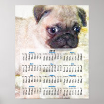 Pug Puppy 2012 calendar poster