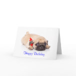 Pug Puppy Happy Birthday Card - Verse inside