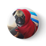 Pug Puppy Hoodie Round Pin, Button