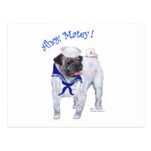 Pug Sailor Post Card