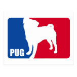 Pug Silhouette Red White and Blue Postcard