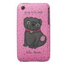 Pug Tails Look Like Doughnuts iPhone 3 Covers