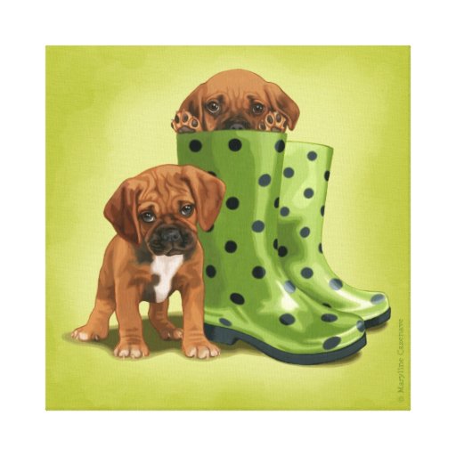 Puggle dans les bottes toile tendue sur châssis
