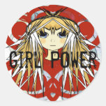 Puissance de fille d'Anime Autocollant Rond