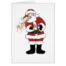 Puking Santa Christmas Card