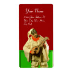 PULCINELLA WITH MANDOLIN red green white Custom Shipping Labels