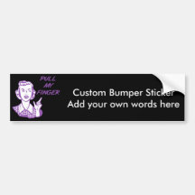 Pull My Finger Retro Housewife Purple Bumper Stickers