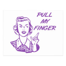 Pull My Finger Retro Housewife Purple Postcards