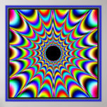 Pulsating Black Center with Beaming Colors Posters