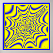 Pulsating Yellow Blue Spider Web Poster