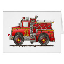Pumper Rescue Fire Truck Firefighter Card