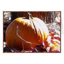 Pumpkin and Autumn Leaves Greeting Cards