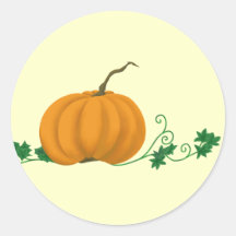 Pumpkin and Ivy Round Stickers