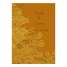 Pumpkin Autumn Oak Leaves III Wedding Invitation