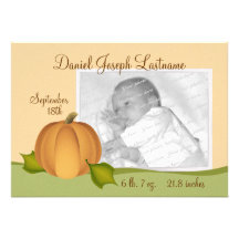 Pumpkin Baby Birth Announcement