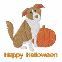 Pumpkin Border Collie Embroidered Shirt (T-Shirt)