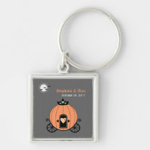 Pumpkin Carriage At Night Wedding Keychain