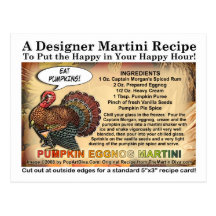 Pumpkin Eggnog Thanksgiving Martini Recipe Card Postcards
