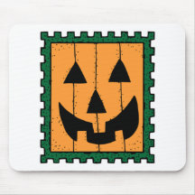 Pumpkin Face Stamp Design Mouse Pads