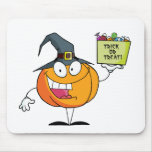 Pumpkin holds bucket of candy mousepads