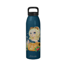 Pumpkin Lady water bottle (dark turquoise / brown)