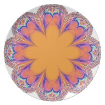 Pumpkin Orange Fractal Flower Plate
