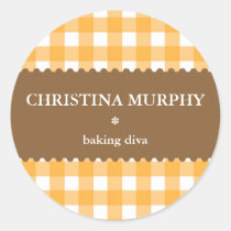 Pumpkin orange gingham homemade food label seal stickers