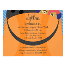 Pumpkin Orange In The Bag Bowling Birthday Party Invite