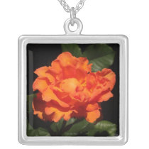 Pumpkin Orange Rose Necklaces