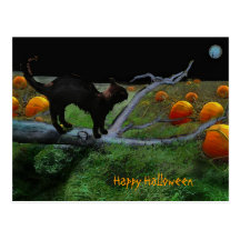 Pumpkin patch, Happy Halloween Post Card