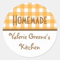 Pumpkin white gingham homemade food label seal stickers