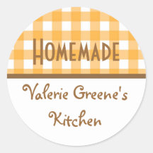 Pumpkin white gingham homemade food label seal stickers