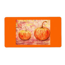 pumpkins in the fall sunshine labels