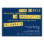 Punch label navy graduation class of invitation