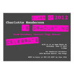 Punch label pink graduation class of invitation